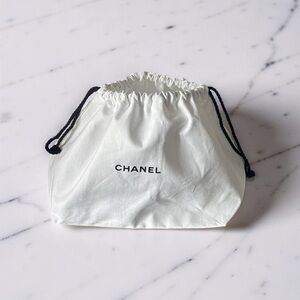 Authentic CHANEL White and Black Drawstring Pouch